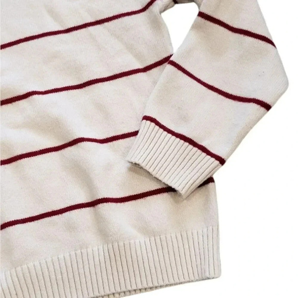 About Us Beige Striped Mock Neck Sweater M - Picture 2 of 4